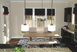 Custom Flat Roman Shades with Accent Band