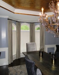 Brown Drapery Panel in Dining Room